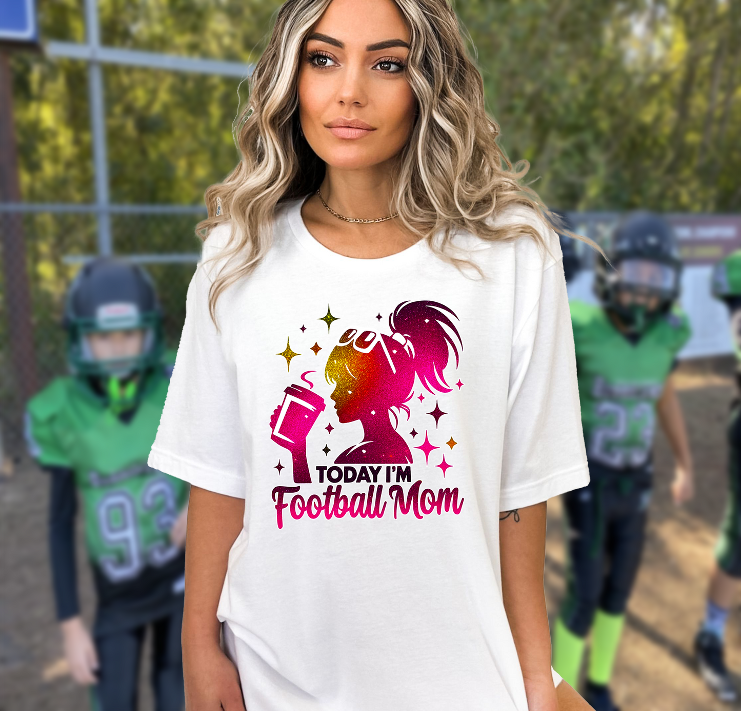 Today I'M Football MOM – Vibrant Print T-Shirt for Mom Football Game Day with Kids, Multiple Colors