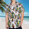 Alien Beach Party Hawaiian Shirt - Men’s Casual Summer Shirt with Pineapples & Cocktails Print, Comfortable & Stylish, Ideal for Vacation & Outdoor Fun