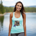 Twisted M Stables "Horse, Cowgirl with Roses" Racerback Womens Tank Top for Spring & Summer Time