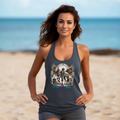 Twisted M Stables "Cowgirl Angle with Horse" Racerback Womens Tank Top for Spring & Summer Time