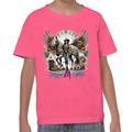Kids' "Cowgirl Angle with Horse" Horse Barn Short Sleeve T-Shirts: Twisted M Stables Collection - Vibrant Designs, Durable Comfort