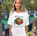 My Heart is on the Field (Helmet) – Vibrant Print T-Shirt for Mom on Kids Football Game Day, Multiple Colors, Customize
